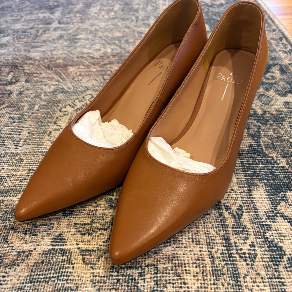 Linea Paolo Women’s Pointed Toe Brown Leather Pumps